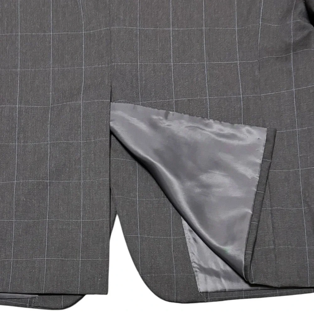Ralph Lauren Blazer Grey Windowpane Wool 2-Button Professional Old Money 44R